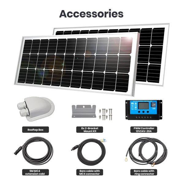 200W (2 x 100w) RV charging system with PWM solar controller
