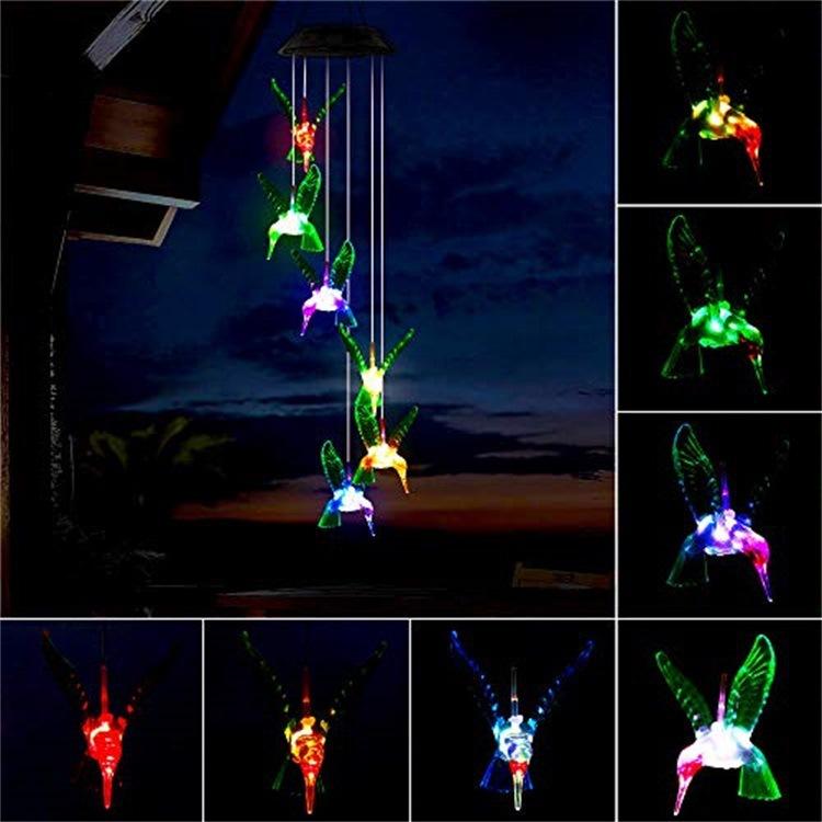 Solar belllamp outdoor garden light solar light hummingbird butterfly red bird pendant decoration holiday gift